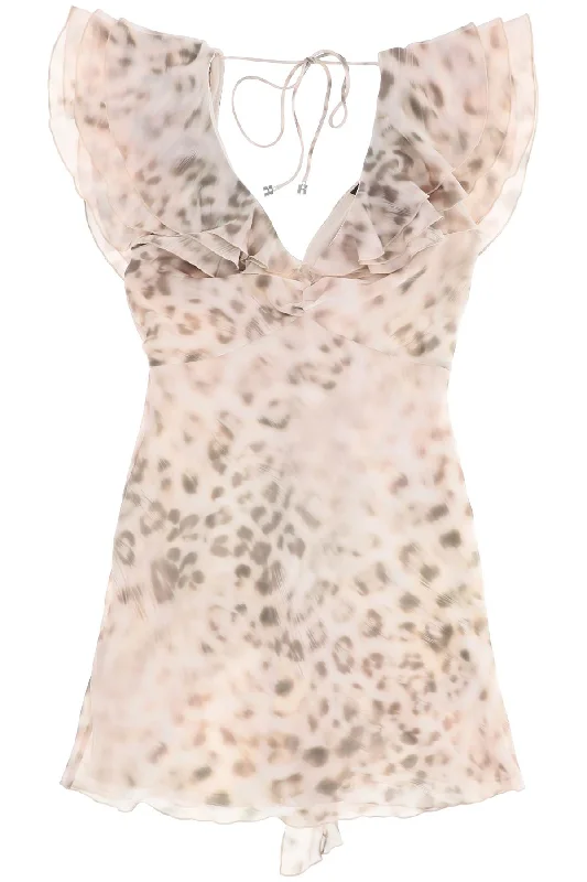 "chiffon mini dress with r 1121102930 BLURRY SNOW LEOPARD TARMAC COMB Comfortable Wrap Mini Dress