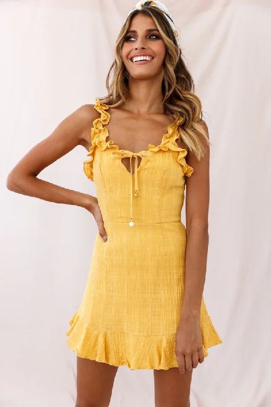 Elah Frily Mini Dress Yellow Stylish Plaid Mini Dress