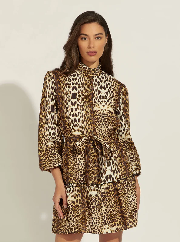 Leopard Essence Mini Dress Elegant Off-Shoulder Dress Mini