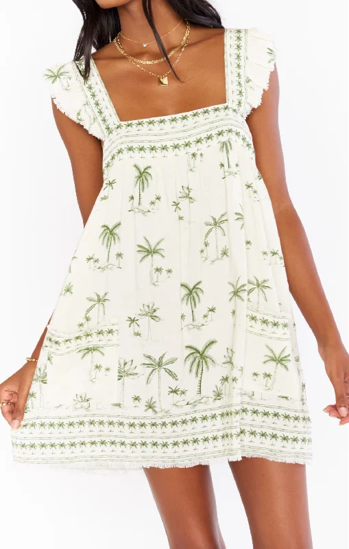 Suns Out Mini Dress ~ Ocean Drive Palm Stylish Puff Sleeve Mini Dress