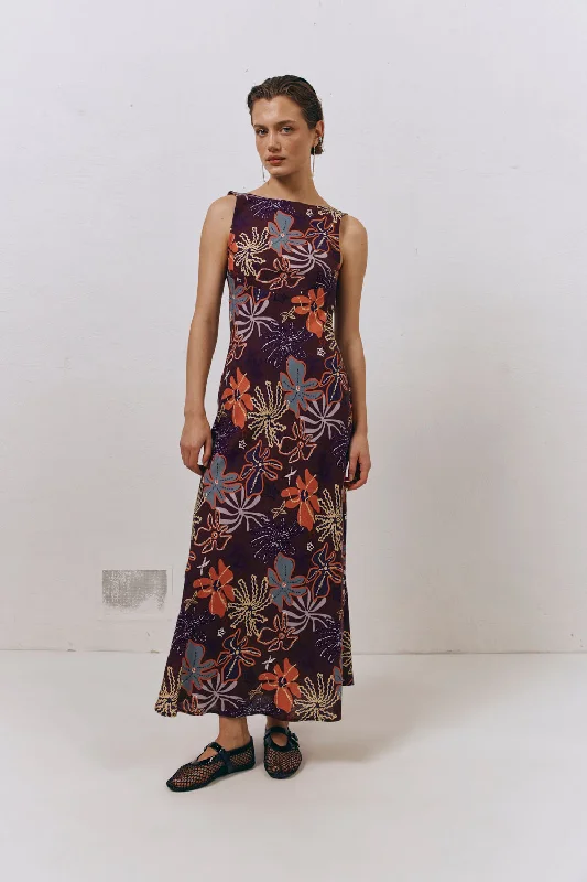 Art Of Bloom Bias Cut Maxi Dress Exotica Casual Maxi Dress with Pockets