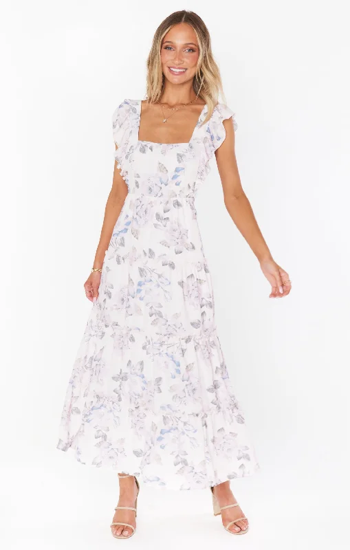 Lovely Midi Dress ~ Everlasting Rose Elegant Floral Appliqué Midi Dress