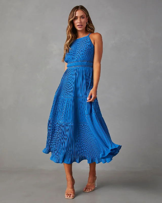 Lucienne Tiered Midi Dress Elegant Lace Trim Midi Dress