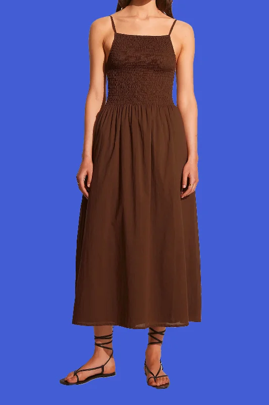 Nolie Midi Dress - Chocolate Fashionable Fitted Midi Dress