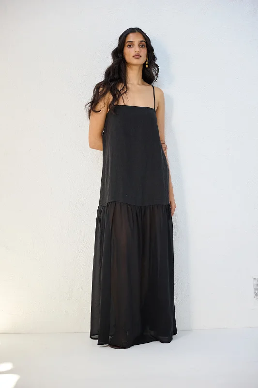 Nora Maxi Dress Black Comfortable Casual Maxi Dress