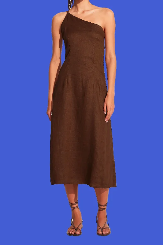 Soko Midi Dress - Chocolate Stylish Button-Down Midi Dress