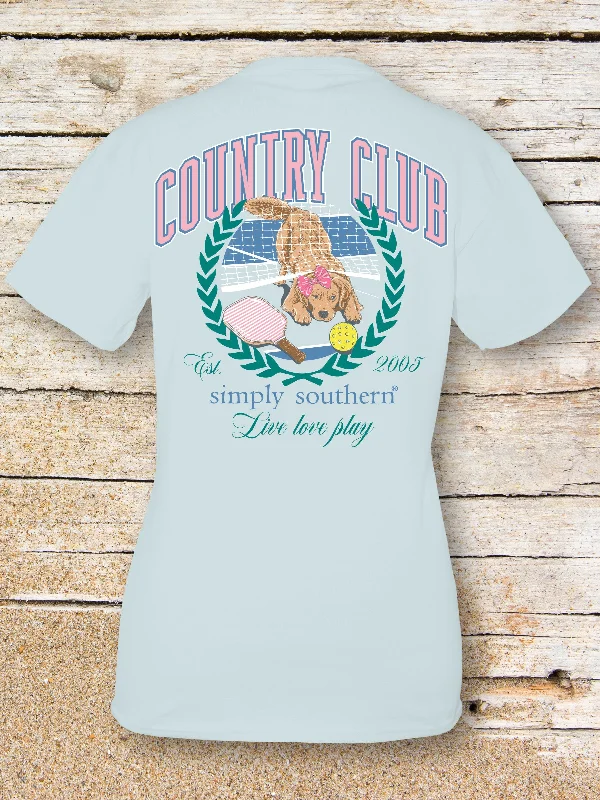 Simply Southern Country Club Dog Pickleball Short Sleeve Tee Real Fur Shearling Chenille