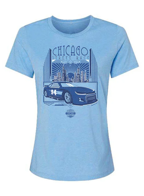 Ladies Chicago Street Race Art Deco T-Shirt Chenille Blend Fleece Blend Nylon Blend