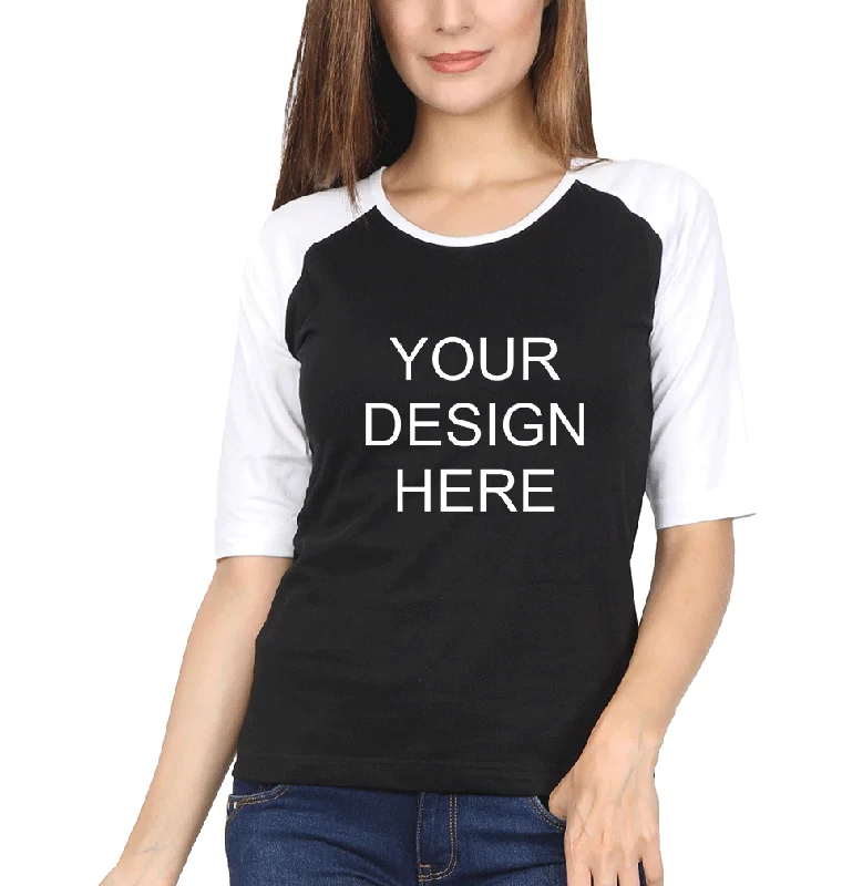 Customized-Custom-Personalized Full Sleeves Raglan T-Shirt for Women Anti-Shrink Durable Soft