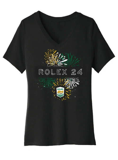 2024 Ladies Rolex 24 Fireworks T-Shirt Lace Blend Ribbed Blend Corduroy Blend