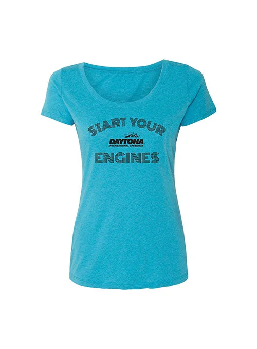 Ladies Daytona 'Start Your Engines' T-Shirt Modern Contemporary Chic