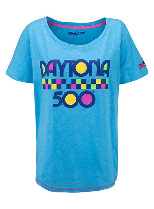 Ladies Daytona Checkered Scoopneck T-Shirt Iron Safe Non-Iron Wrinkle Free