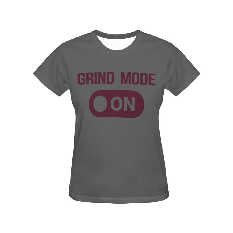 Grind Mode All Over Print T-Shirt for Women Houndstooth Herringbone Solid