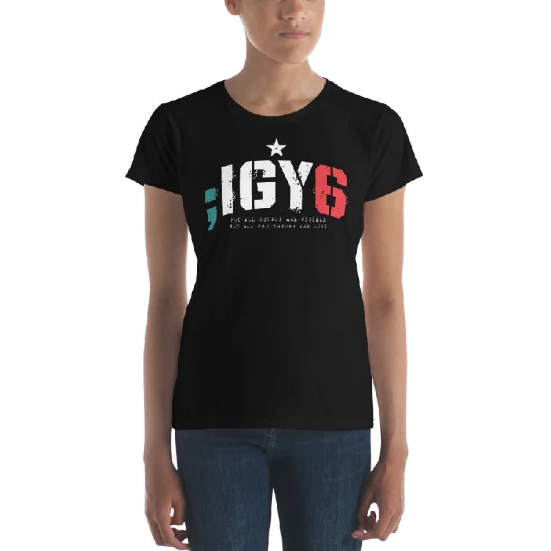 ;IGY6 - Women's short sleeve t-shirt Collared T-Shirt Boat Neck A-Line