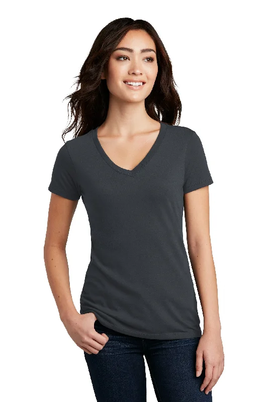 Ladies' V-Neck Tee - Charcoal Silk Blend Satin Velvet