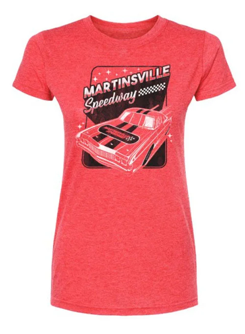 Ladies Martinsville Retro Car T-Shirt Print Jacquard Patchwork