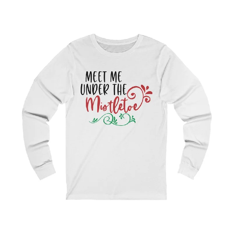 Mistletoe Unisex Jersey Long Sleeve Tee Oversized T-Shirt Spandex breathable