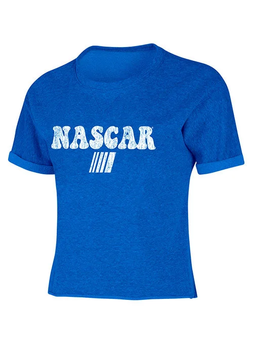 Ladies NASCAR Blue Mainstream T-Shirt Satin Blend Silk Blend Wool Blend