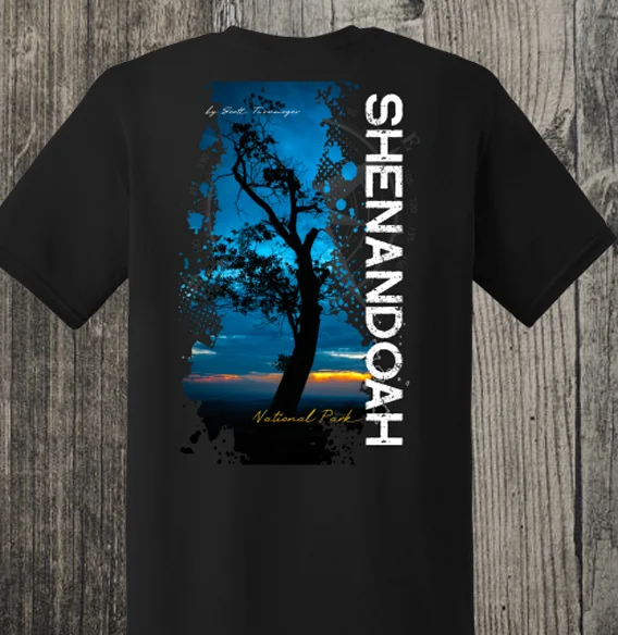 Shenandoah National Park Blue Tree Super Soft Ring Spun 100% Cotton Midweight Unisex T-Shirt TShirt Graphic Embroidered Appliqued