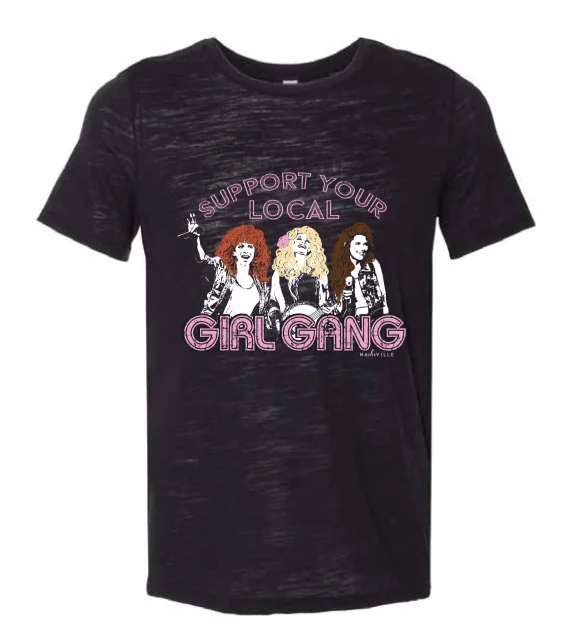 "Support Your Local Girl Gang" Concert Tee Striped Floral Plaid