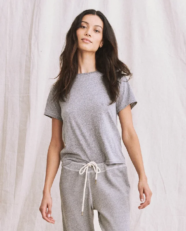 The Great - The Little Tee In Heather Grey Boxy Fit Fitted Loose