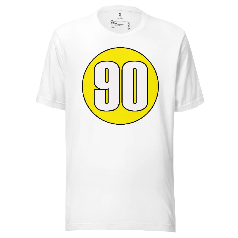 Unisex t-shirt: White on Yellow 90 Anti-Pilling Machine Wash Handmade