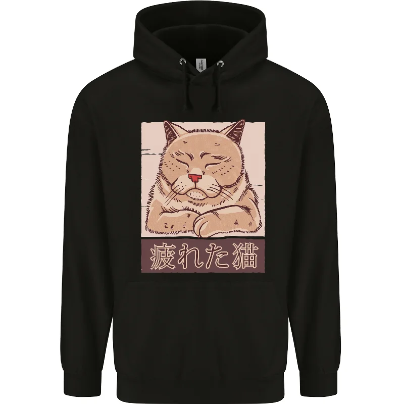 A Tired Cat Mens 80% Cotton Hoodie Hoodie with Pocket Utility Practical