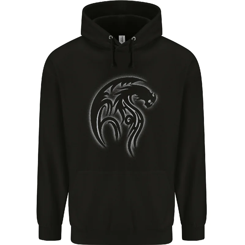 A Tribal Dragon Tattoo Style Mens 80% Cotton Hoodie Hoodie with Rolled Sleeves Casual Relaxed