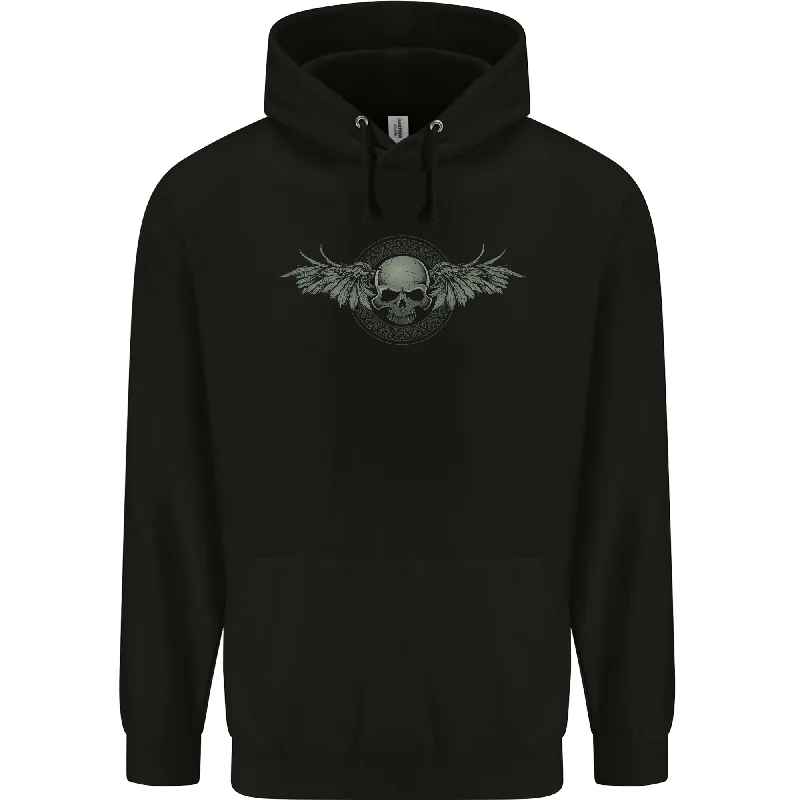 A Tribal Skull With Wings Gothic Goth Rock Music Mens 80% Cotton Hoodie Hoodie with Back Slit Movement Comfort