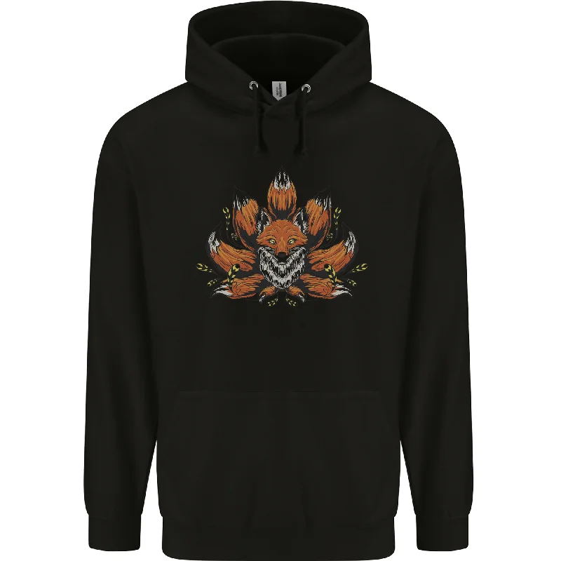 A Trippy Fox With Seven Tails Mens 80% Cotton Hoodie Hoodie with Button Classic Timeless