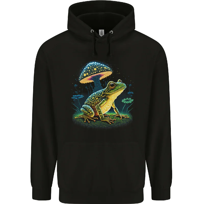 A Trippy Frog Magic Mushrooms LSD Mens 80% Cotton Hoodie Hoodie with Lining Warm Insulated