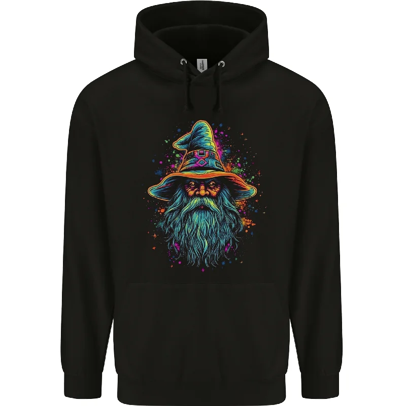 A Trippy Old Fantasy Wizard Mens 80% Cotton Hoodie Hoodie with Rhinestones Sparkly Elegant