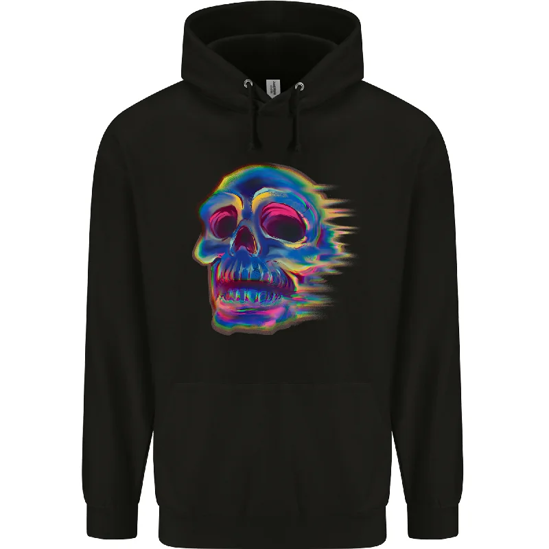 A Trippy Skull Mens 80% Cotton Hoodie Hoodie with Reflective Safety Nightwear