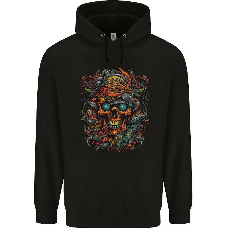 A Twisted FUBAR Skull Demon Pirate Mens 80% Cotton Hoodie Hoodie with Elastic Cuffs Stretchable Comfortable