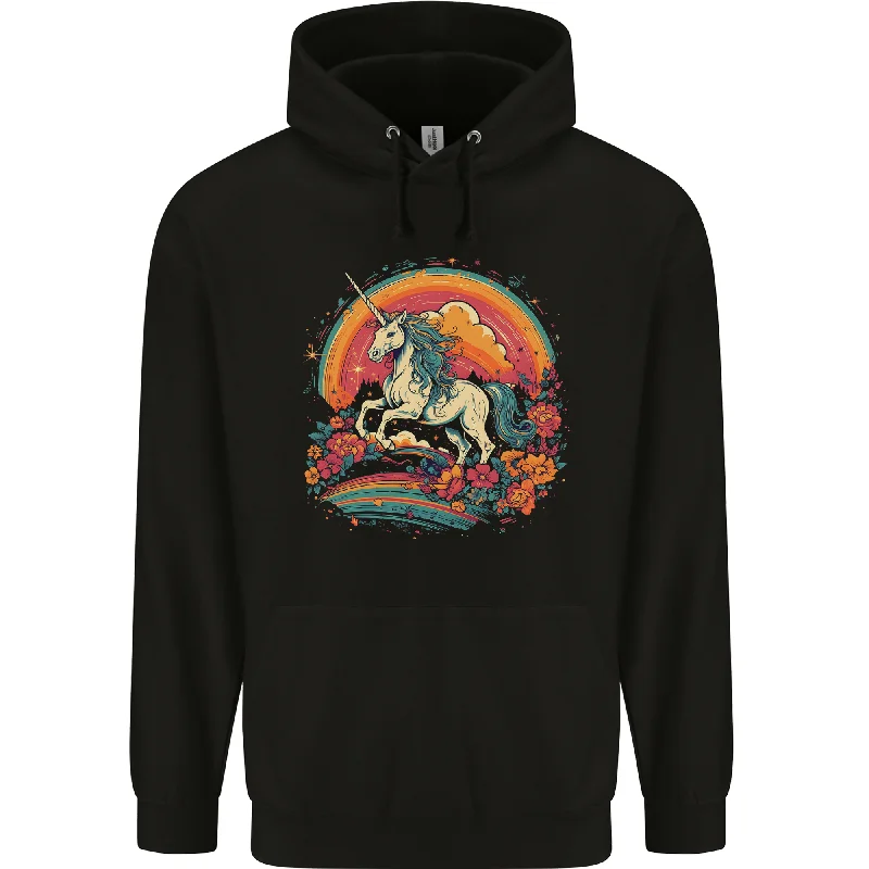 A Unicorn and Fantasy Rainbow Mens 80% Cotton Hoodie Hoodie with V-Neck Classic Versatile