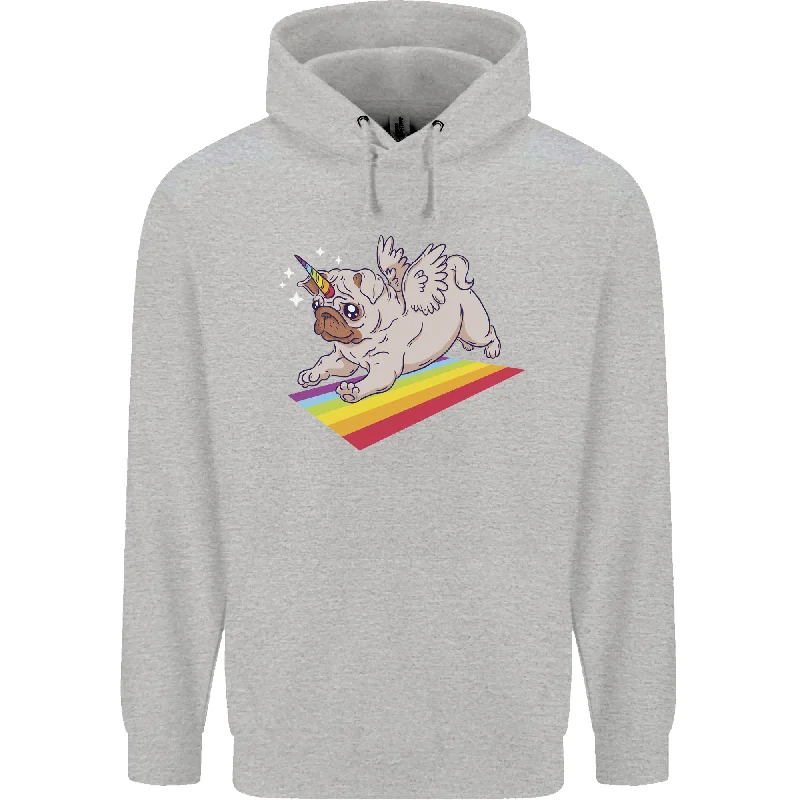 A Unicorn Pug Dog LGBT Mens 80% Cotton Hoodie Hoodie with Hem Detail Decorative Unique