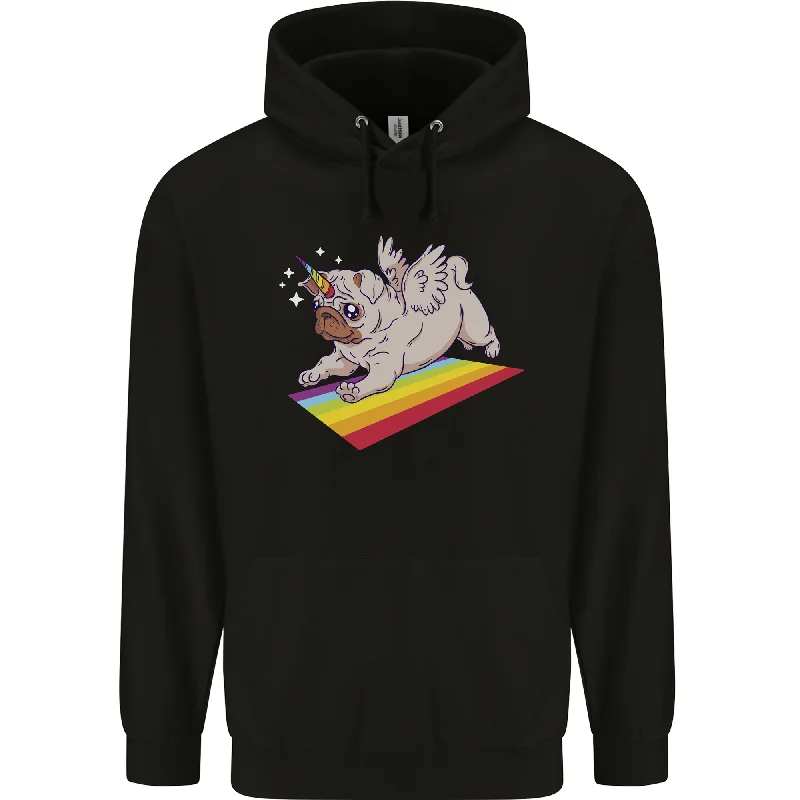 A Unicorn Pug Dog Mens 80% Cotton Hoodie Hoodie with Embroidery Detailed Premium