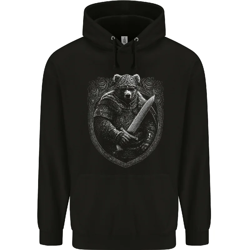 A Viking Bear With A Sword Mens 80% Cotton Hoodie Hoodie with Turtle Neck Cozy Winter