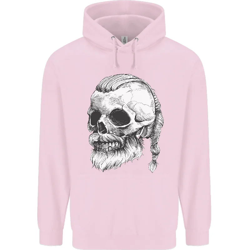 A Viking Skull Mens 80% Cotton Hoodie Hoodie with Stripes Bold Sporty