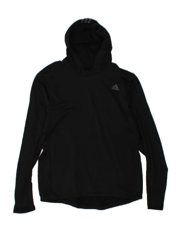 ADIDAS Mens Climawarm Hoodie Jumper XL Black Polyester Hoodie with Bell Sleeves Flared Feminine