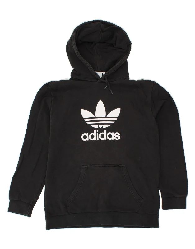 ADIDAS Mens Graphic Hoodie Jumper Medium Black Cotton Hoodie with High Neck Warm Protective