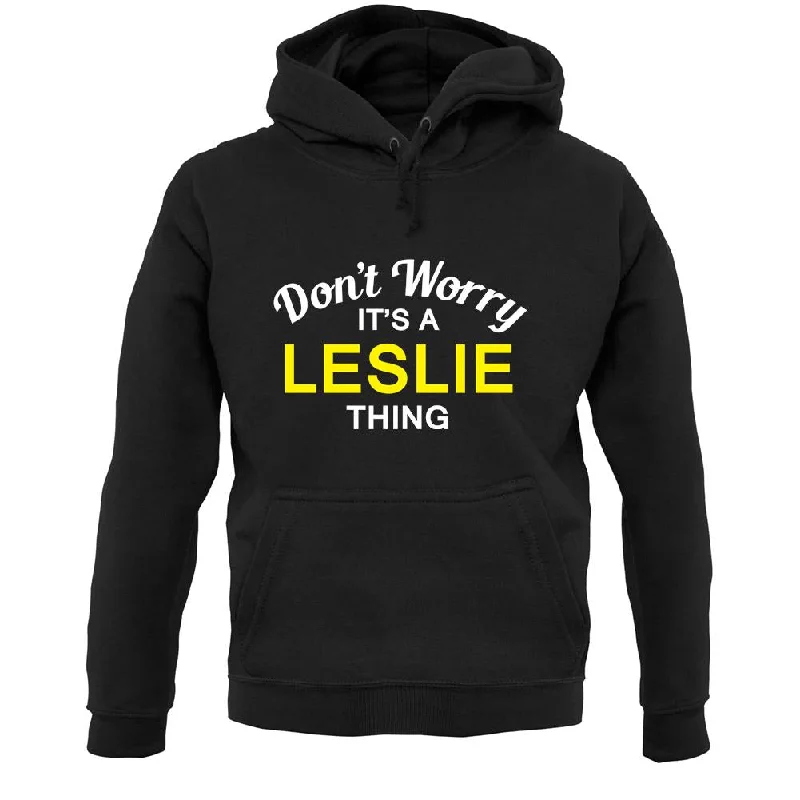 Don't Worry It's a LESLIE Thing! Unisex Hoodie Hoodie with Button Placket Classic Preppy