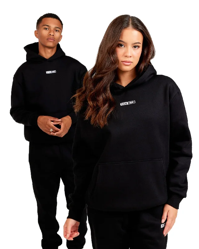 Staple Hoodie - Black Hoodie with Mock Neck Collared Structured