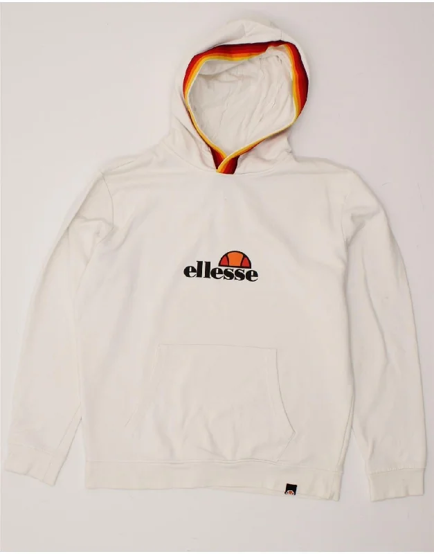 ELLESSE Mens Graphic Hoodie Jumper Medium White Hoodie Jacket Zipper Layering