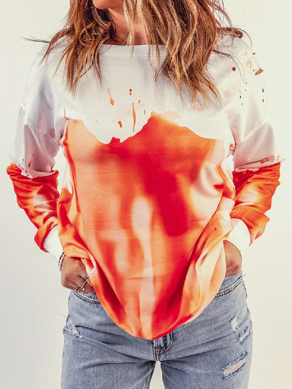 Head-Turning Tie-Dye Sweatshirt Hoodie with Rolled Sleeves Casual Relaxed