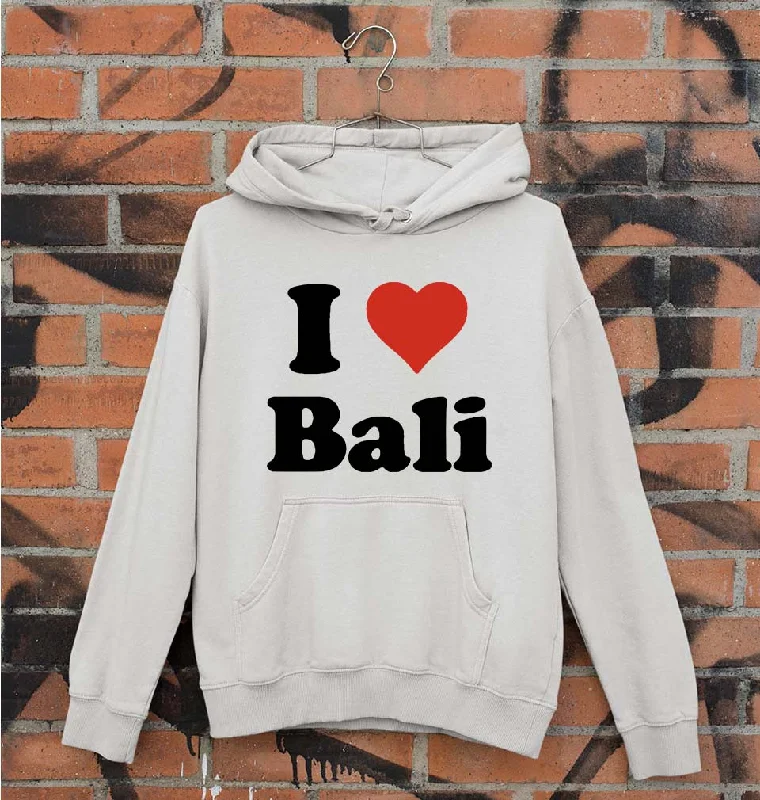 I Love Bali Unisex Hoodie for Men/Women Hoodie with Mock Neck Collared Structured