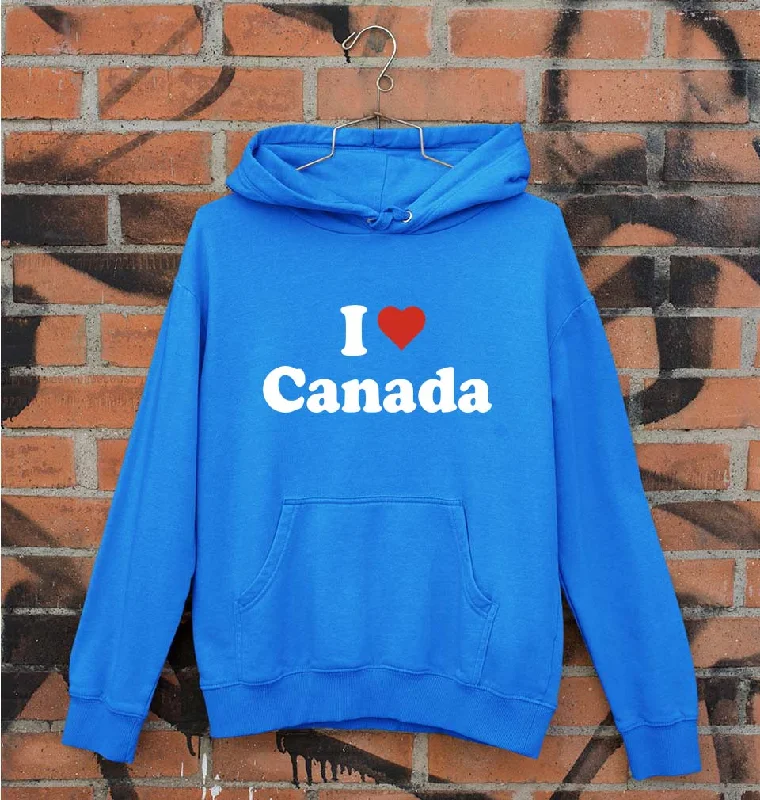 I Love Canada Unisex Hoodie for Men/Women Hoodie with Snap Buttons Easy Quick