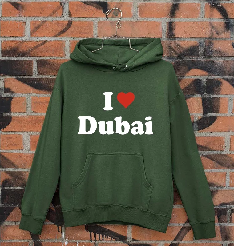 I Love Dubai Unisex Hoodie for Men/Women Hoodie with Zipper Placket Modern Functional