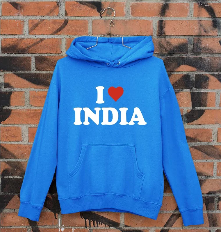 I Love India Unisex Hoodie for Men/Women Hoodie with Raw Hem Edgy Unfinished