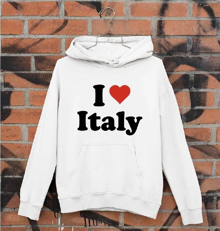 I Love Italy Unisex Hoodie for Men/Women Hoodie with Raw Hem Edgy Unfinished